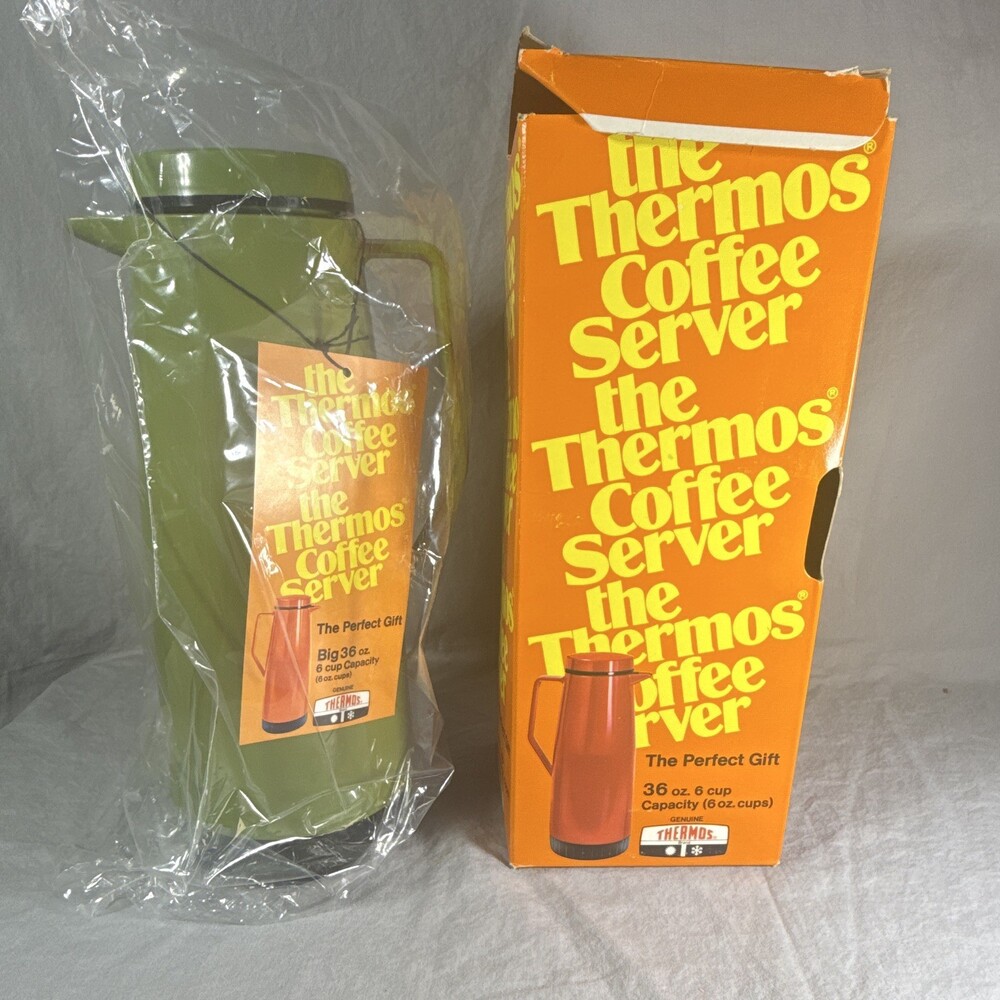 Vintage 1970s Thermos Coffee Server Model 90Q Avocado Green NIB Brand New Sealed